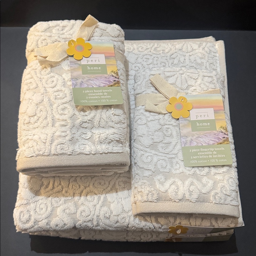 6pc PERI HOME Scroll Pattern 100% Cotton Bath Towel Set - Linen - Bryce